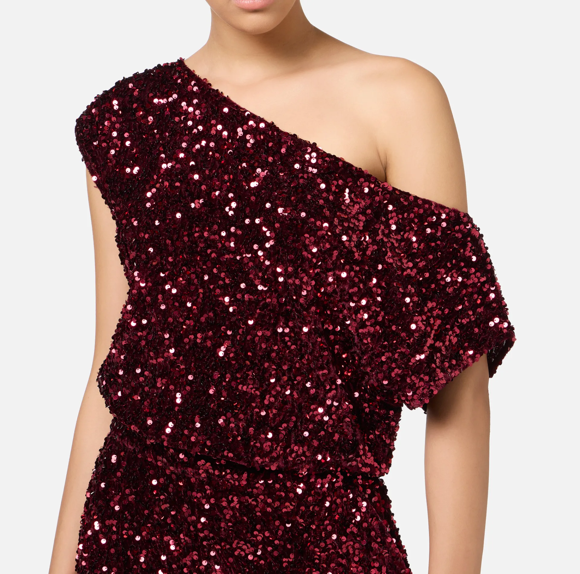 Elisabetta Franchi Jumpsuits|Sequin-embroidered chenille jumpsuit RougeNoir