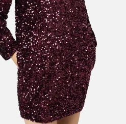 Elisabetta Franchi Red Carpet Dresses|Mini Dresses|Sequin-embroidered chenille boxy mini-dress RougeNoir