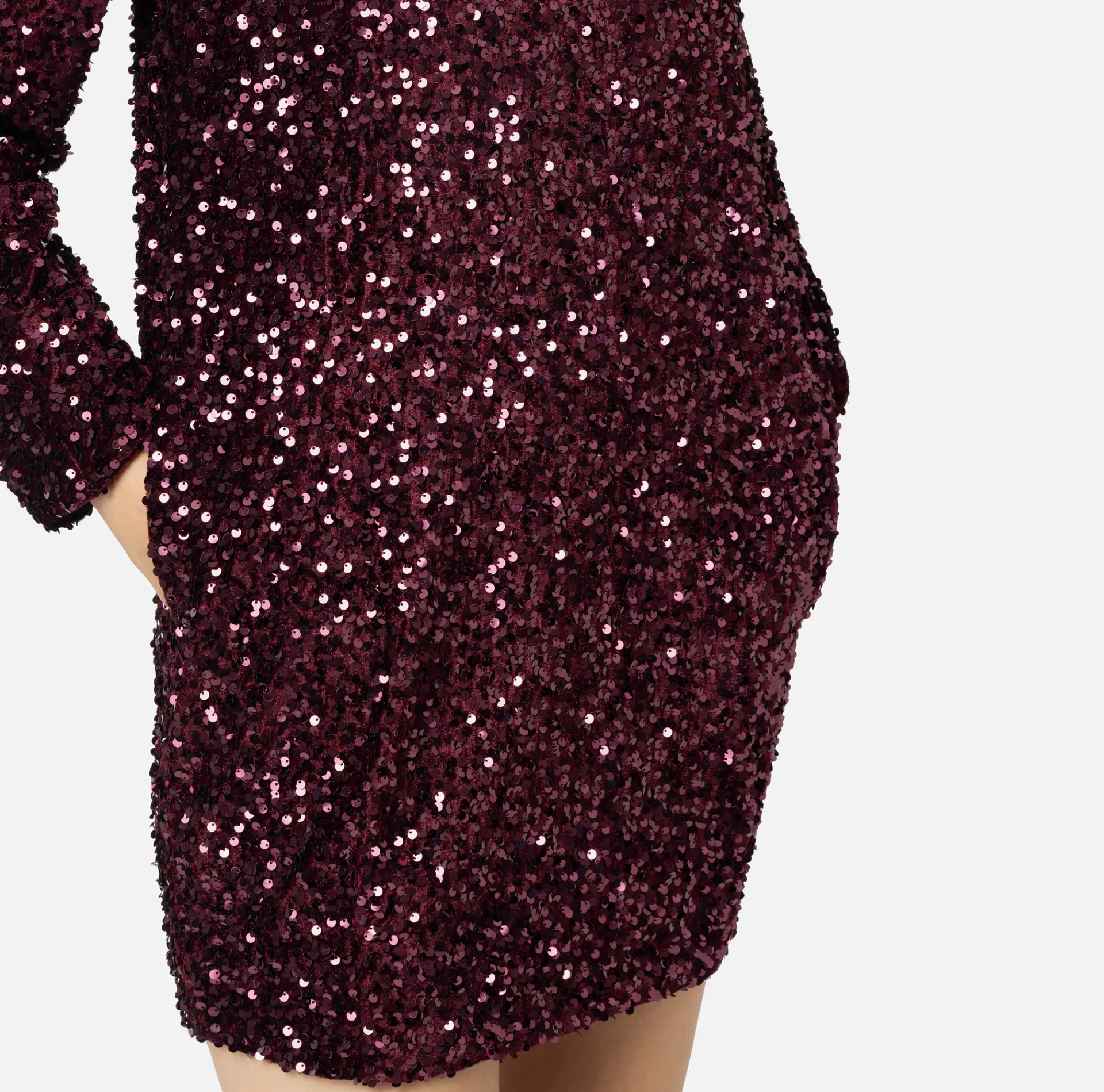 Elisabetta Franchi Red Carpet Dresses|Mini Dresses|Sequin-embroidered chenille boxy mini-dress RougeNoir