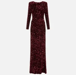 Elisabetta Franchi Red Carpet Dresses|Red Carpet|Sequin-embroidered chenille red carpet dress RougeNoir
