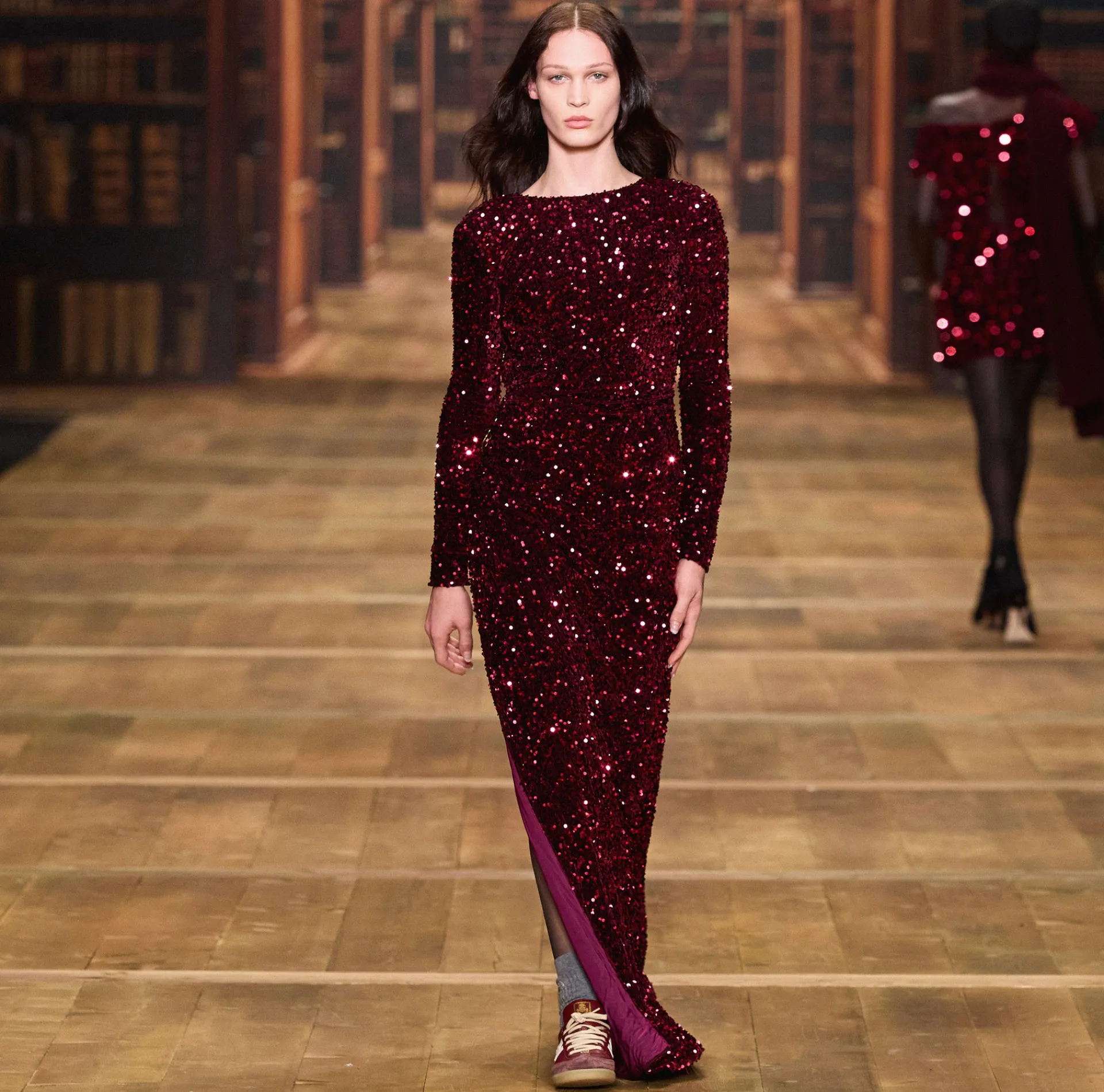 Elisabetta Franchi Red Carpet Dresses|Red Carpet|Sequin-embroidered chenille red carpet dress RougeNoir