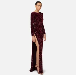 Elisabetta Franchi Red Carpet Dresses|Red Carpet|Sequin-embroidered chenille red carpet dress RougeNoir
