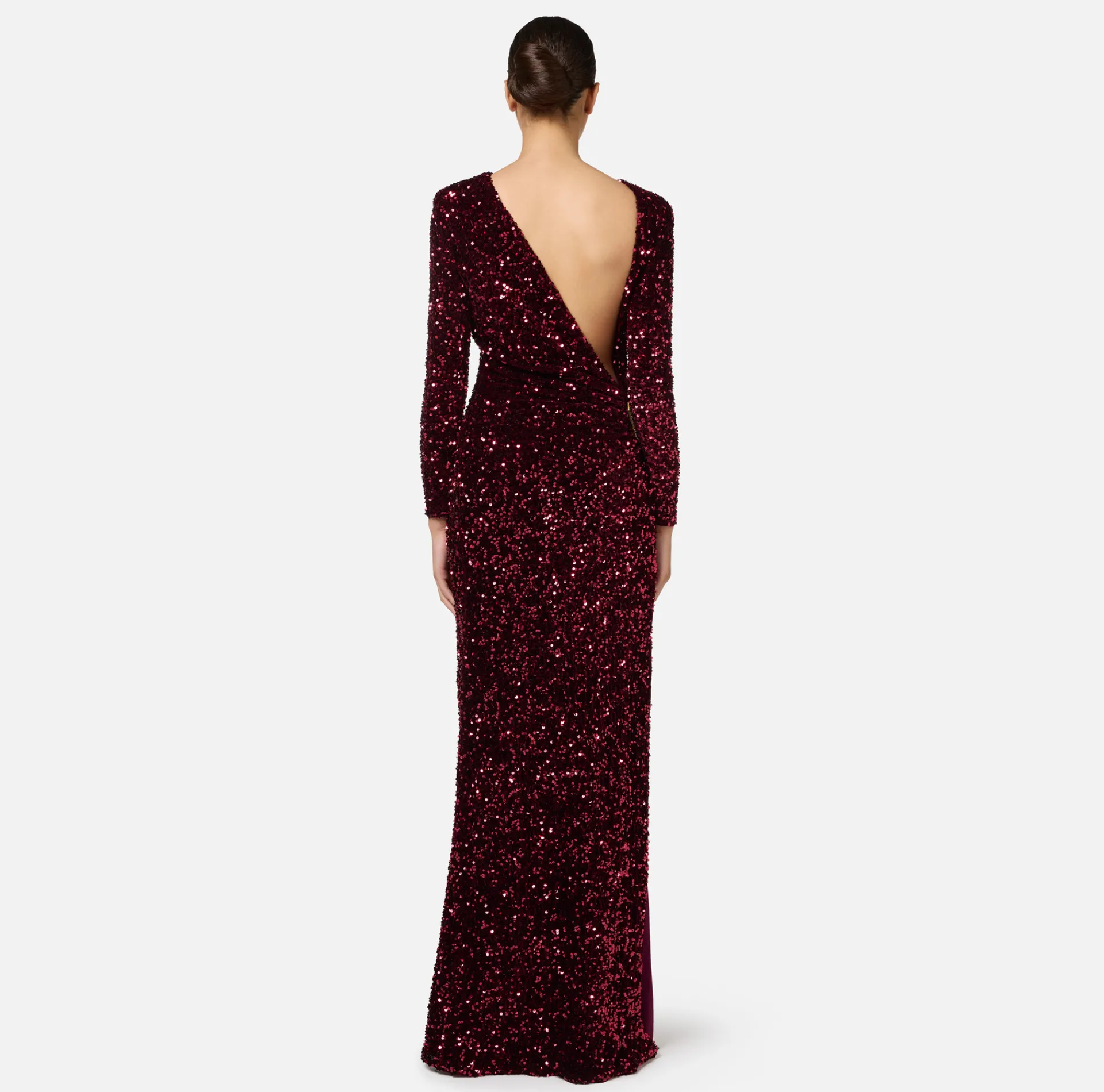 Elisabetta Franchi Red Carpet Dresses|Red Carpet|Sequin-embroidered chenille red carpet dress RougeNoir