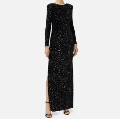 Elisabetta Franchi Red Carpet Dresses|Red Carpet|Sequin-embroidered chenille red carpet dress Black