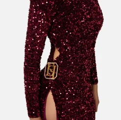 Elisabetta Franchi Dresses|Red Carpet|Sequin-embroidered chenille red carpet dress