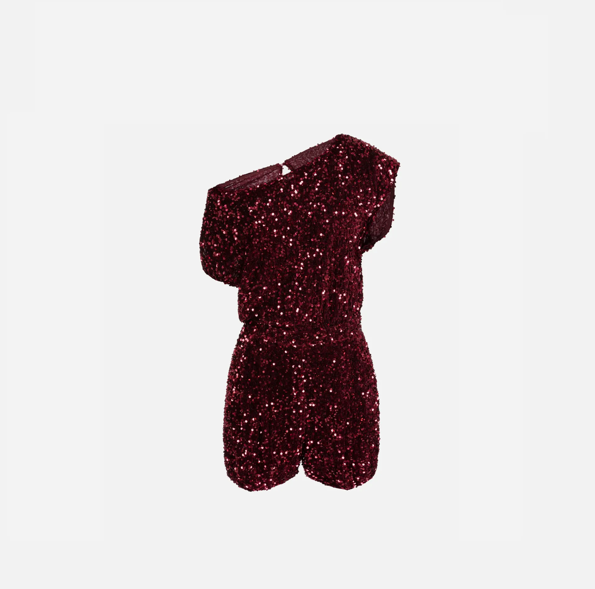 Elisabetta Franchi Jumpsuits|Sequin-embroidered chenille romper RougeNoir