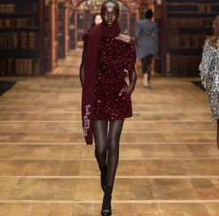 Elisabetta Franchi Jumpsuits|Sequin-embroidered chenille romper RougeNoir