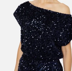 Elisabetta Franchi Jumpsuits|Sequin-embroidered chenille jumpsuit Navy