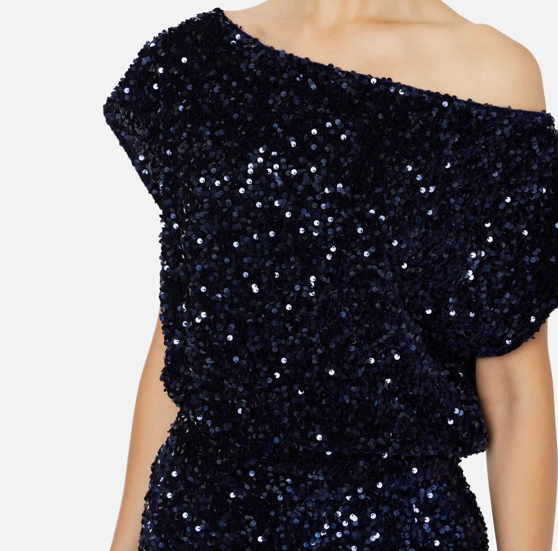 Elisabetta Franchi Jumpsuits|Sequin-embroidered chenille jumpsuit Navy