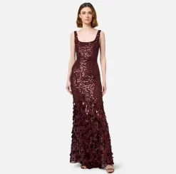 Elisabetta Franchi Red Carpet Dresses|Red Carpet|Sequin-embroidered georgette red carpet dress RougeNoir