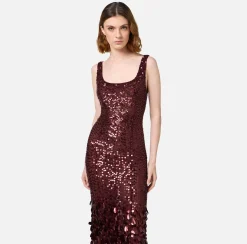 Elisabetta Franchi Red Carpet Dresses|Red Carpet|Sequin-embroidered georgette red carpet dress RougeNoir