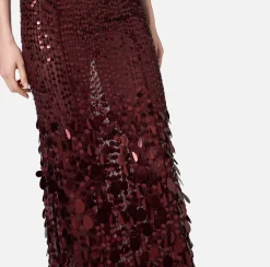 Elisabetta Franchi Red Carpet Dresses|Red Carpet|Sequin-embroidered georgette red carpet dress RougeNoir