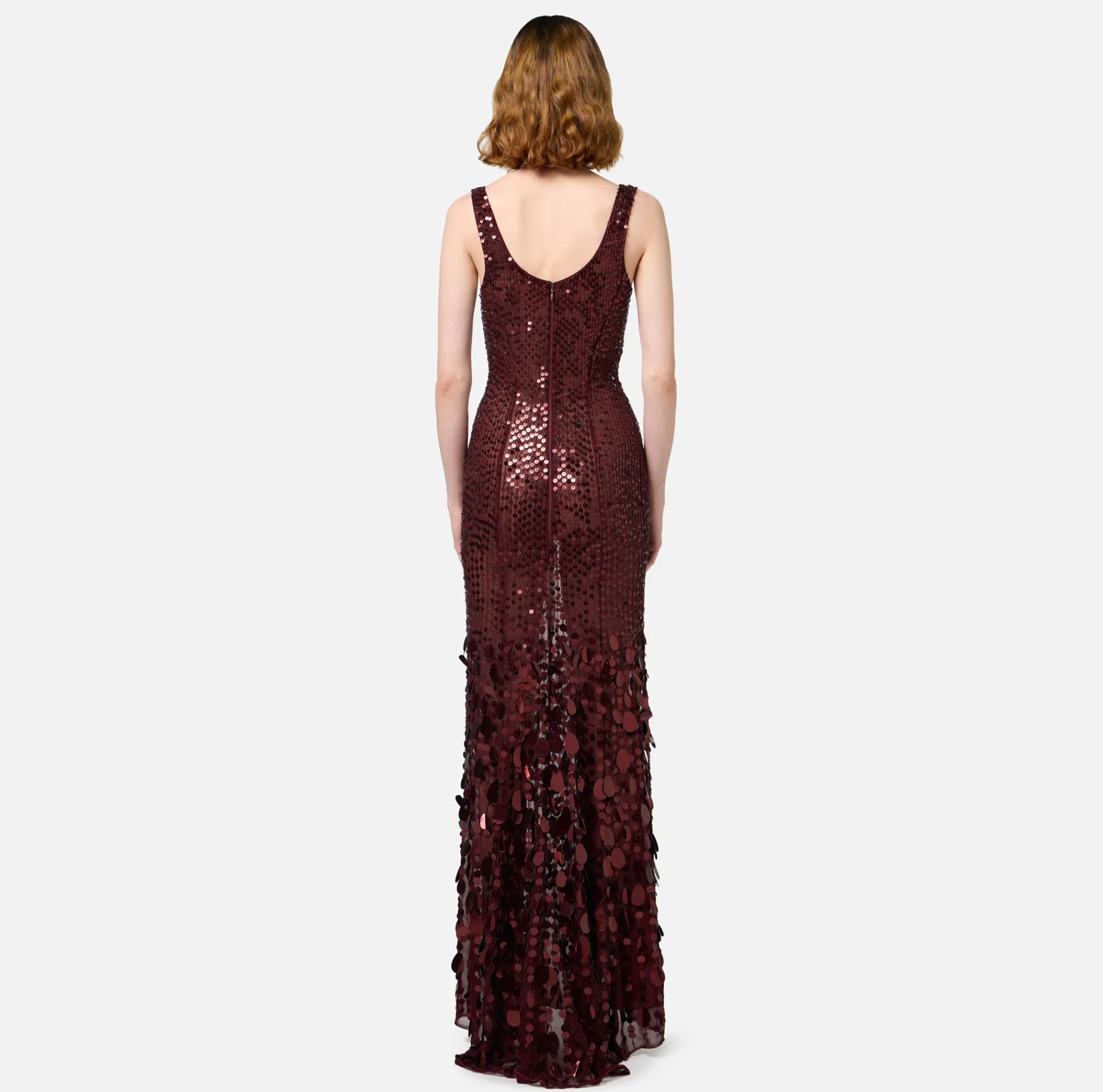 Elisabetta Franchi Red Carpet Dresses|Red Carpet|Sequin-embroidered georgette red carpet dress RougeNoir