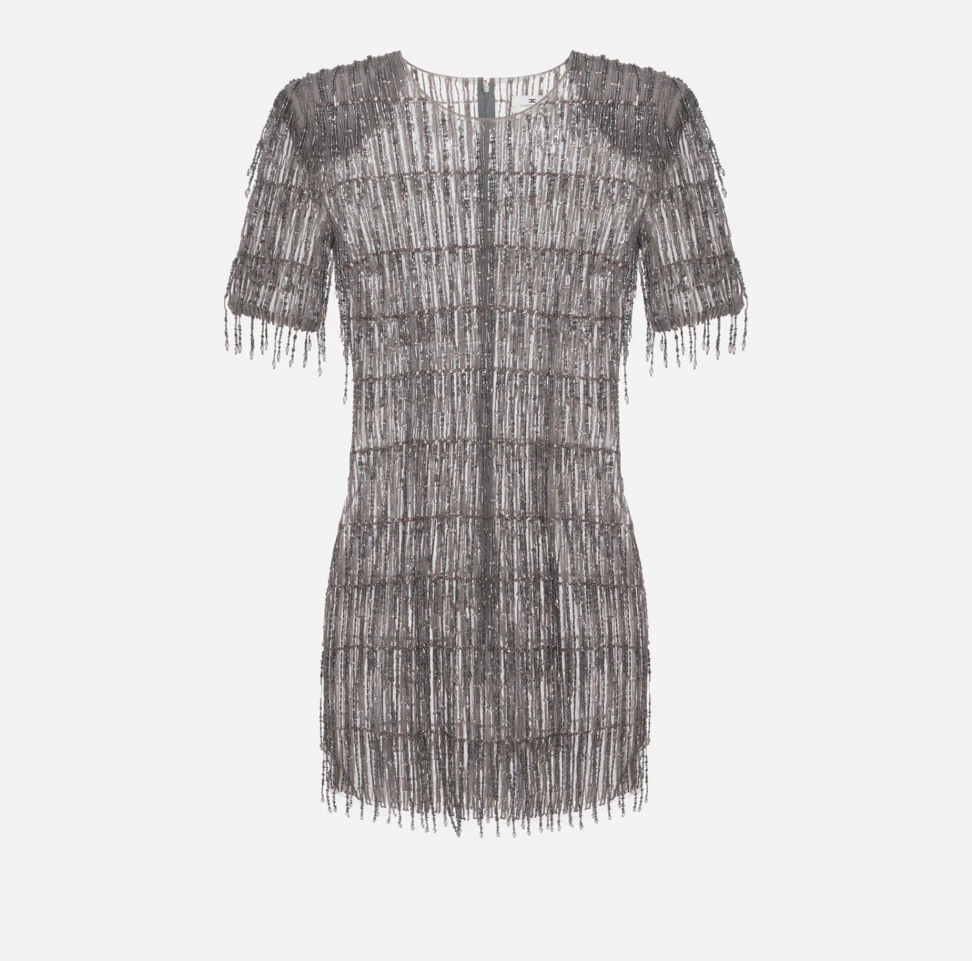Elisabetta Franchi Red Carpet Dresses|Mini Dresses|Sequin-embroidered tulle boxy mini-dress