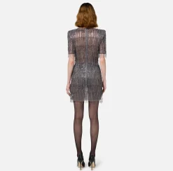 Elisabetta Franchi Red Carpet Dresses|Mini Dresses|Sequin-embroidered tulle boxy mini-dress
