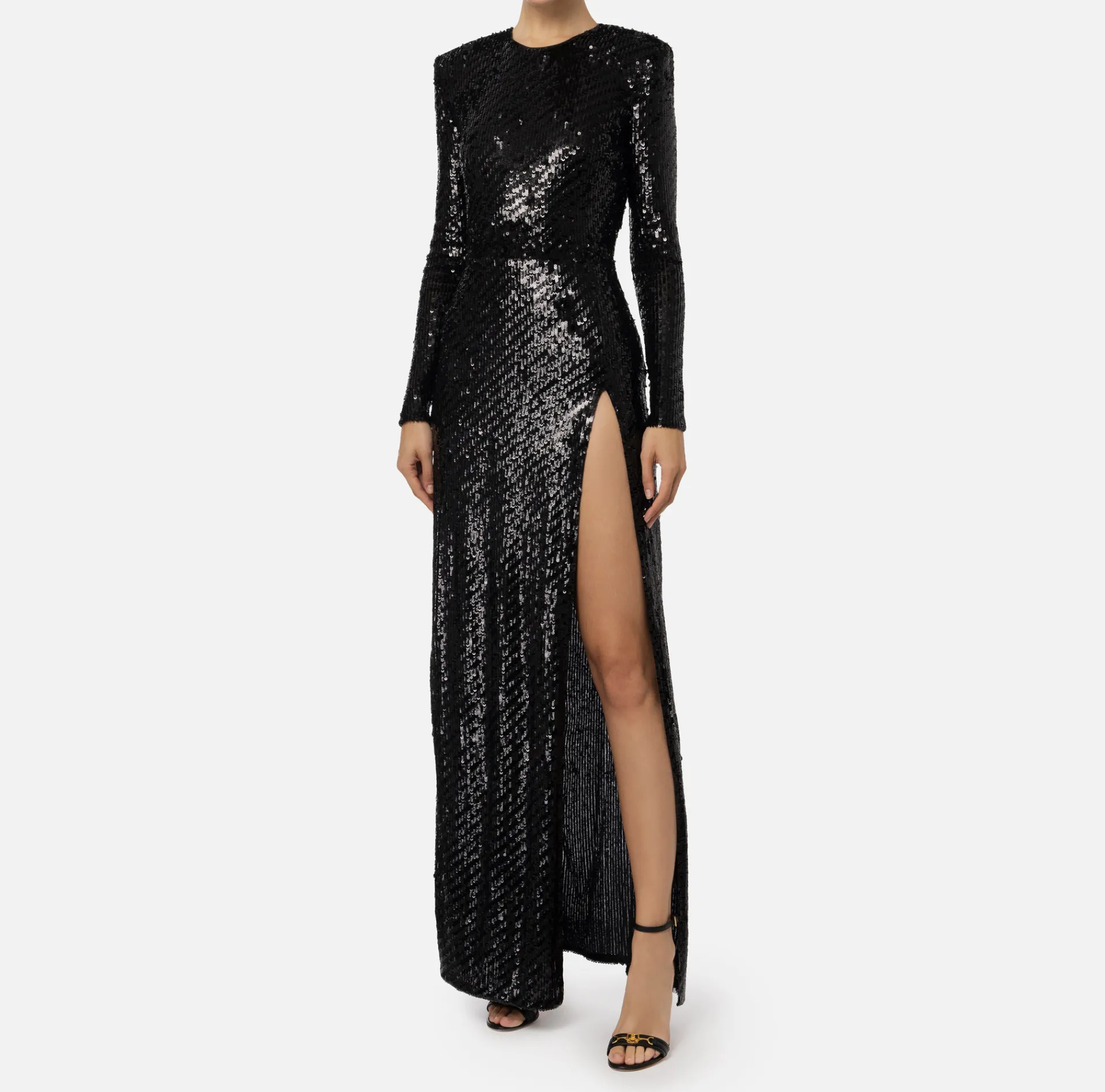 Elisabetta Franchi Red Carpet Dresses|Red Carpet|Sequin-embroidered tulle red carpet dress with cut-out Black