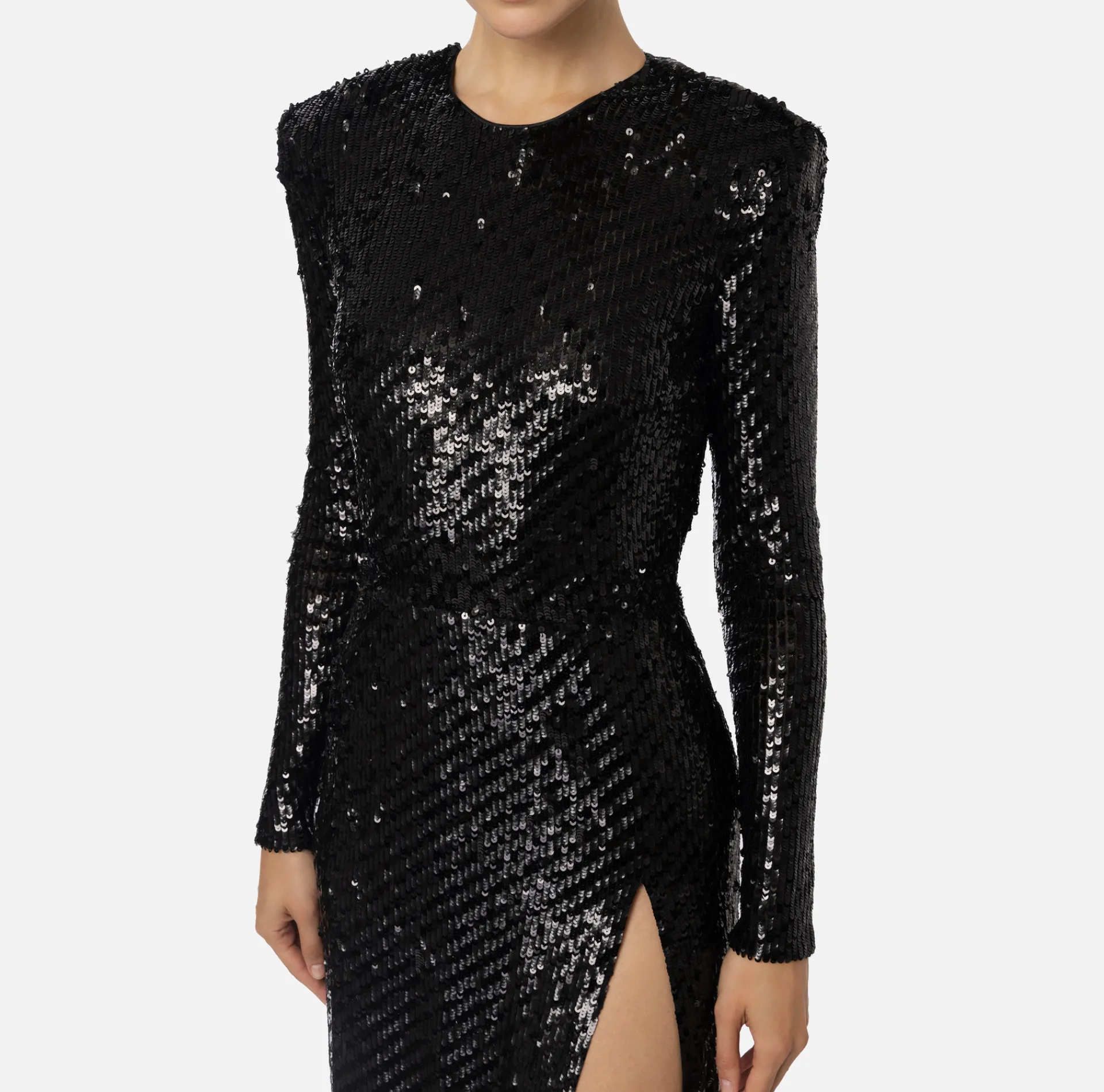 Elisabetta Franchi Red Carpet Dresses|Red Carpet|Sequin-embroidered tulle red carpet dress with cut-out Black