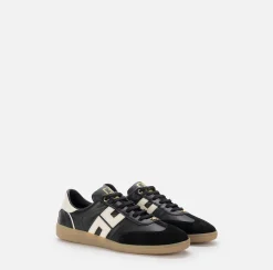 Elisabetta Franchi Sneakers & Flat Shoes|Shield leather sneakers Black/Butter