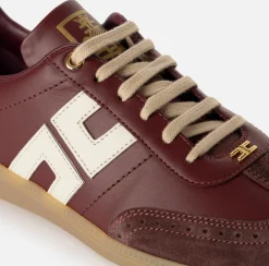 Elisabetta Franchi Sneakers & Flat Shoes|Shield leather sneakers RougeNoir/Butter