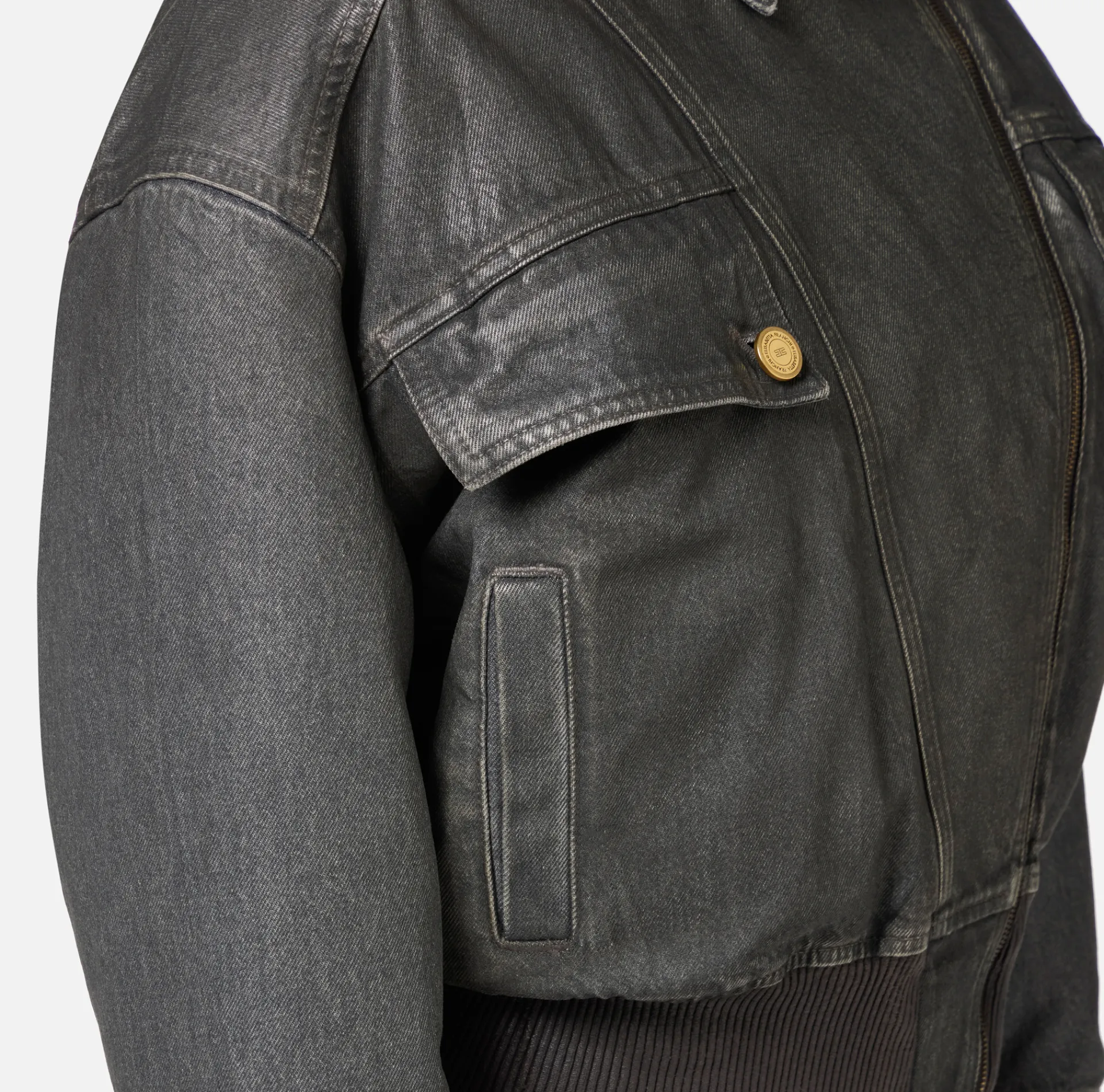 Elisabetta Franchi Jackets And Trench Coats|Shiny crackle denim jacket Steel