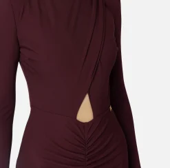 Elisabetta Franchi Midi Dresses|Dresses|Shiny jersey midi dress with draping RougeNoir