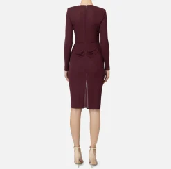 Elisabetta Franchi Midi Dresses|Dresses|Shiny jersey midi dress with draping RougeNoir