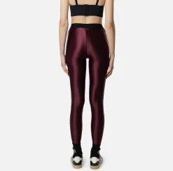 Elisabetta Franchi Trousers And Shorts|Shiny Lycra leggings with logoed elastic RougeNoir