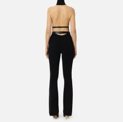 Elisabetta Franchi Jumpsuits|Shiny viscose jumpsuit with belt Black