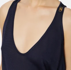 Elisabetta Franchi Top And T-Shirts|Shiny viscose top Navy