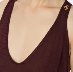 Elisabetta Franchi Top And T-Shirts|Shiny viscose top RougeNoir