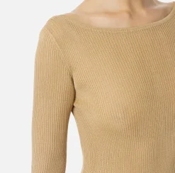Elisabetta Franchi Knitwear And Sweatshirts|Shirt in pleated rib viscose fabric Cream
