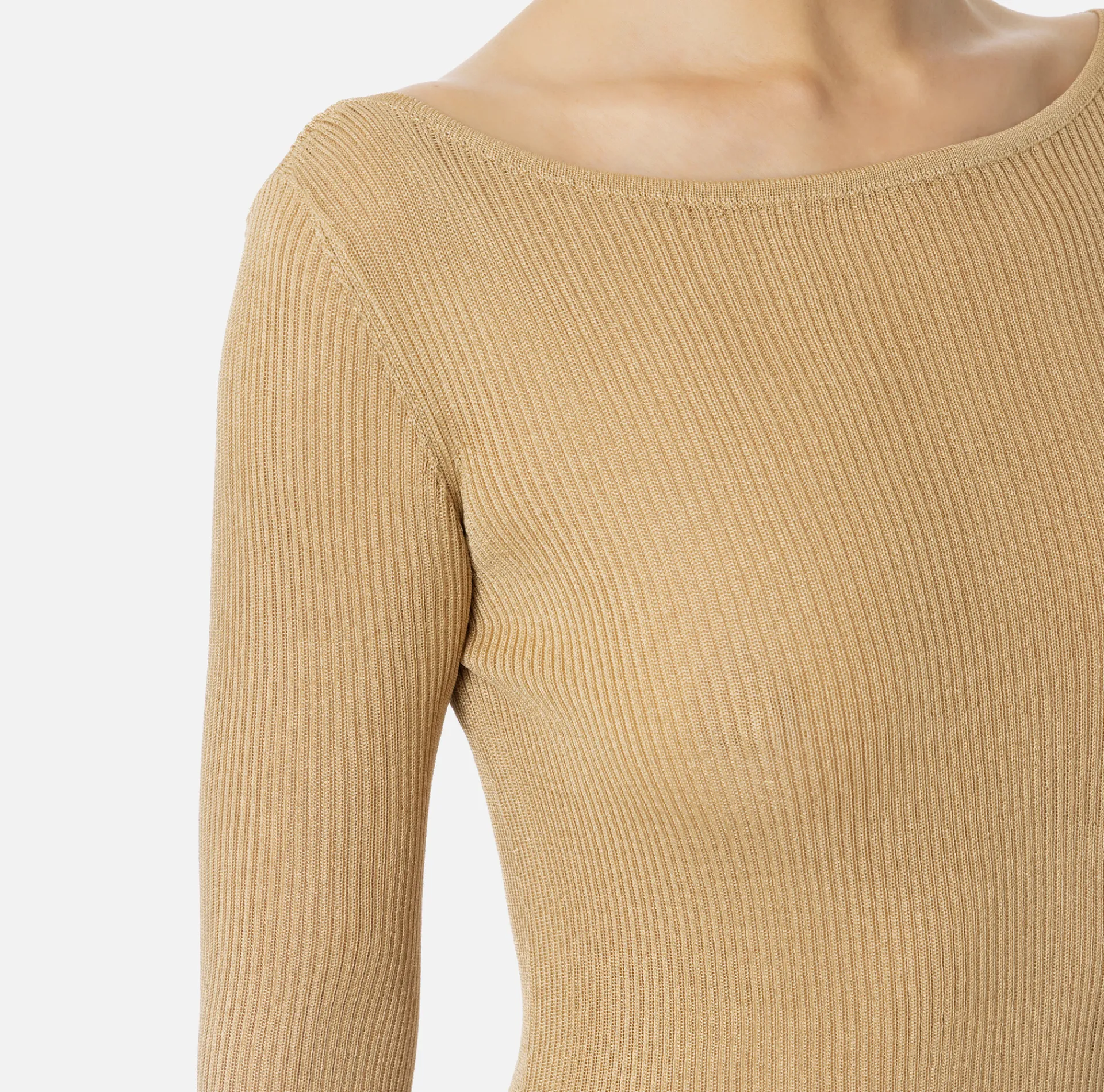 Elisabetta Franchi Knitwear And Sweatshirts|Shirt in pleated rib viscose fabric Cream
