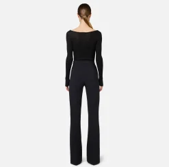 Elisabetta Franchi Knitwear And Sweatshirts|Shirt in pleated rib viscose fabric Black