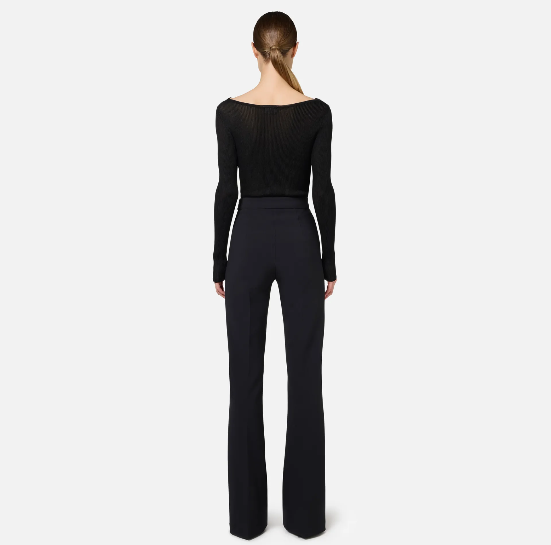 Elisabetta Franchi Knitwear And Sweatshirts|Shirt in pleated rib viscose fabric Black