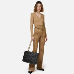 Elisabetta Franchi Knitwear And Sweatshirts|Shirt in ribbed viscose fabric Camel