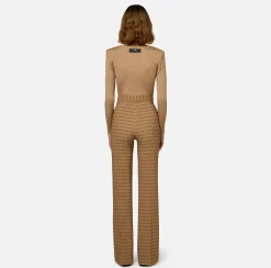 Elisabetta Franchi Knitwear And Sweatshirts|Shirt in ribbed viscose fabric Camel