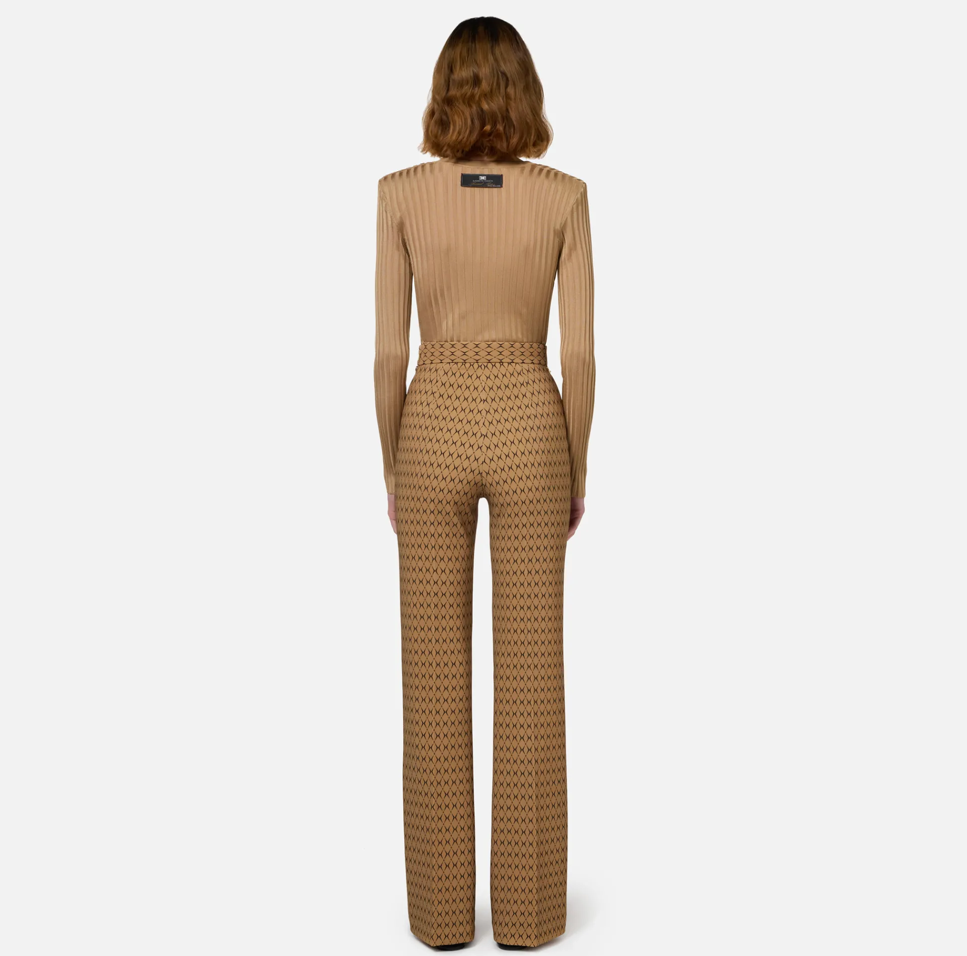 Elisabetta Franchi Knitwear And Sweatshirts|Shirt in ribbed viscose fabric Camel