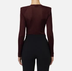 Elisabetta Franchi Knitwear And Sweatshirts|Shirt in ribbed viscose fabric RougeNoir
