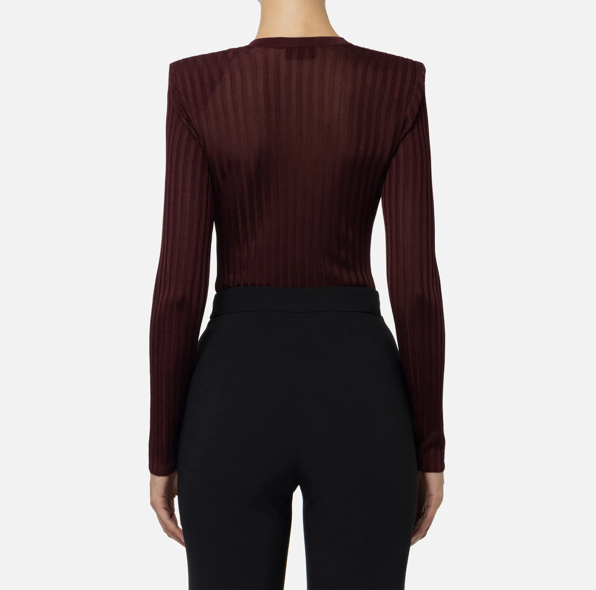 Elisabetta Franchi Knitwear And Sweatshirts|Shirt in ribbed viscose fabric RougeNoir