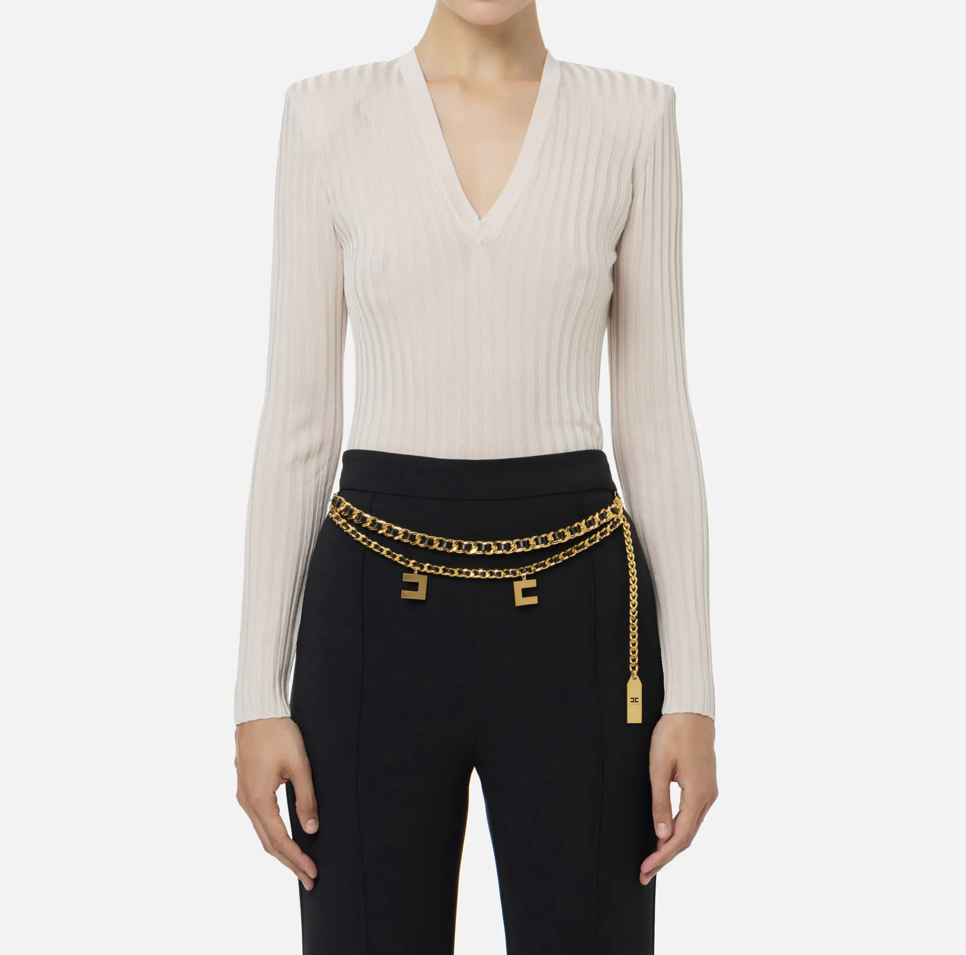 Elisabetta Franchi Knitwear And Sweatshirts|Shirt in ribbed viscose fabric Latex