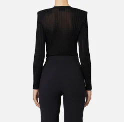Elisabetta Franchi Knitwear And Sweatshirts|Shirt in ribbed viscose fabric Black
