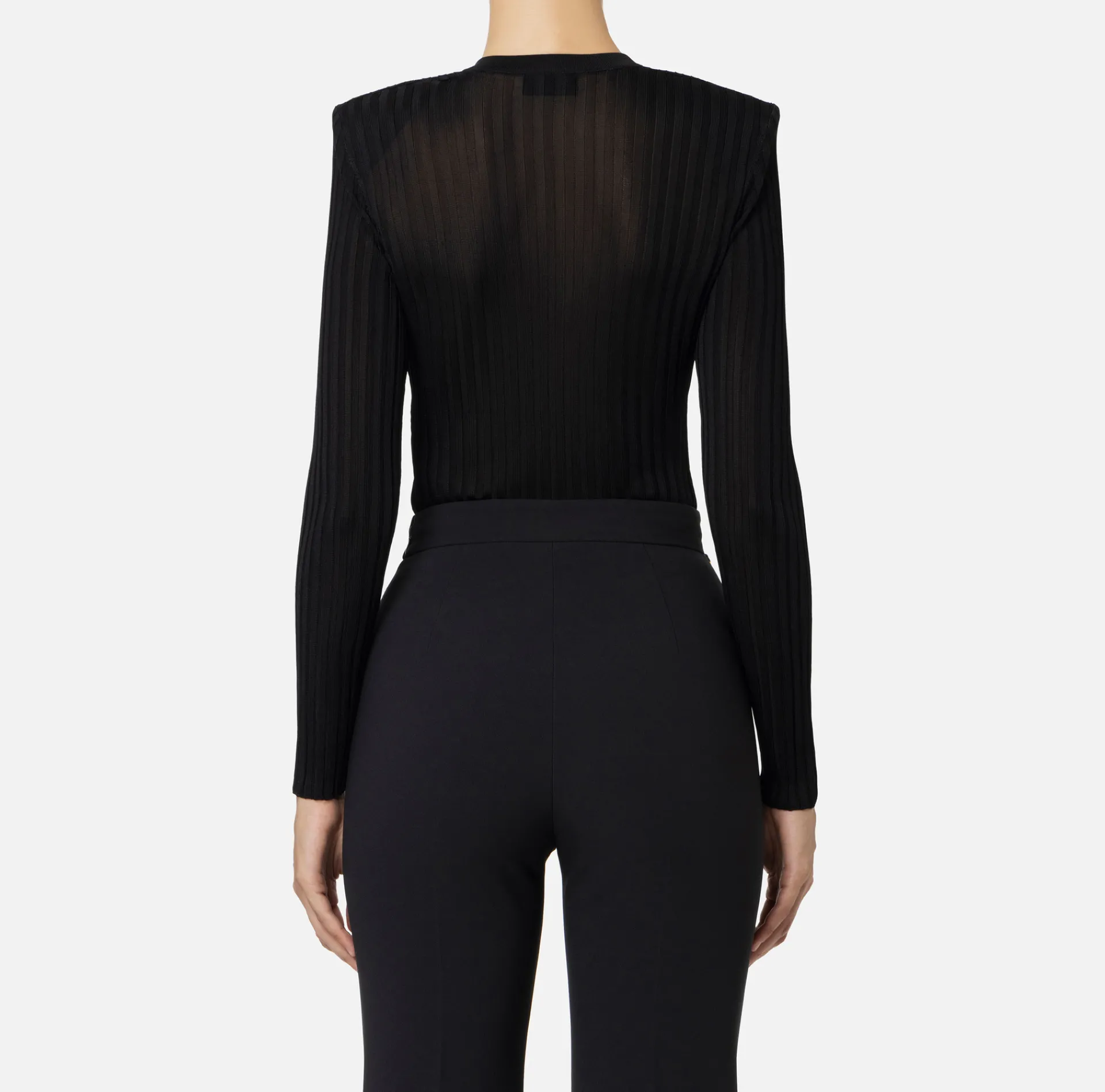 Elisabetta Franchi Knitwear And Sweatshirts|Shirt in ribbed viscose fabric Black