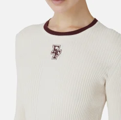 Elisabetta Franchi Knitwear And Sweatshirts|Shirt in viscose fabric with college-style logo Butter/RougeNoir