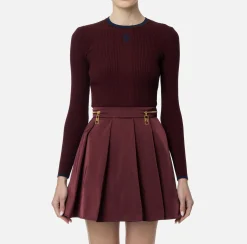 Elisabetta Franchi Knitwear And Sweatshirts|Shirt in viscose fabric with college-style logo Gold