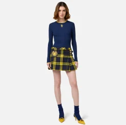 Elisabetta Franchi Knitwear And Sweatshirts|Shirt in viscose fabric with college-style logo Navy/Mimosa