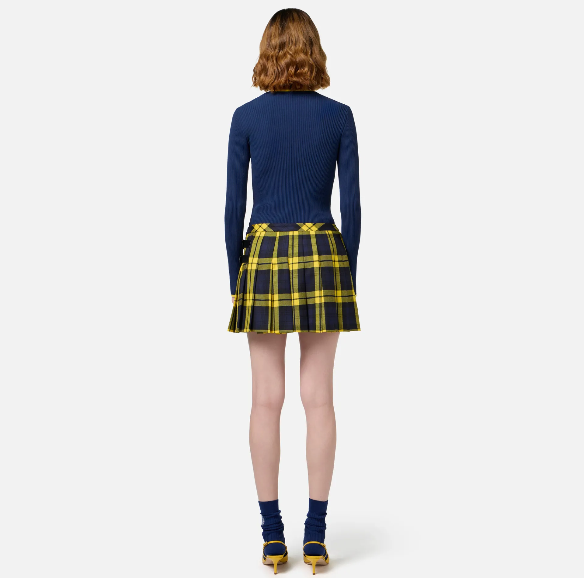 Elisabetta Franchi Knitwear And Sweatshirts|Shirt in viscose fabric with college-style logo Navy/Mimosa