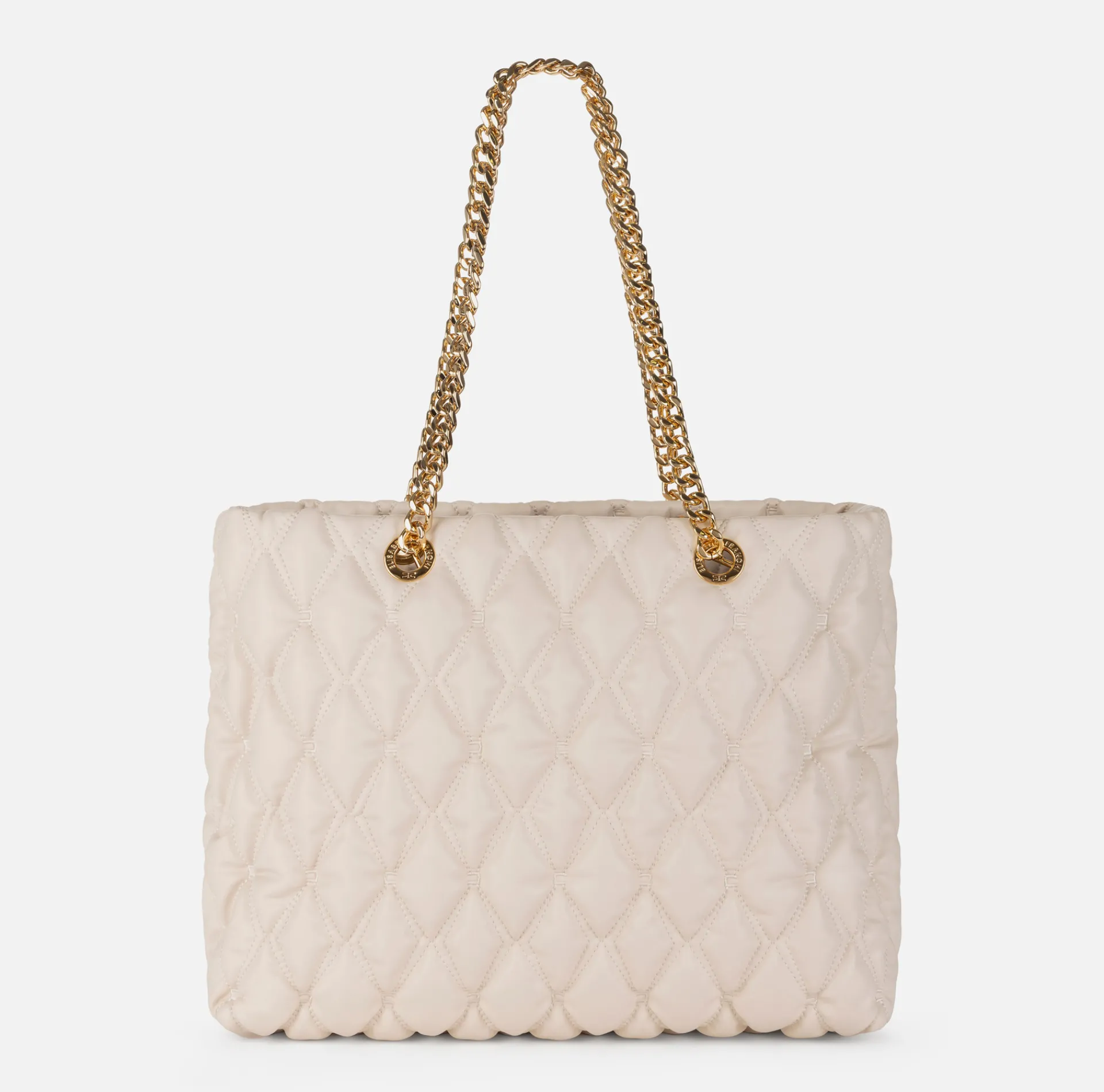 Elisabetta Franchi Shoulder Bags|Shopper bag in embossed fabric with chain handles Latex