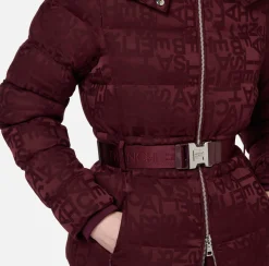 Elisabetta Franchi Coats And Jackets|Short down jacket in nylon jacquard with lettering