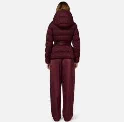 Elisabetta Franchi Coats And Jackets|Short down jacket in nylon jacquard with lettering