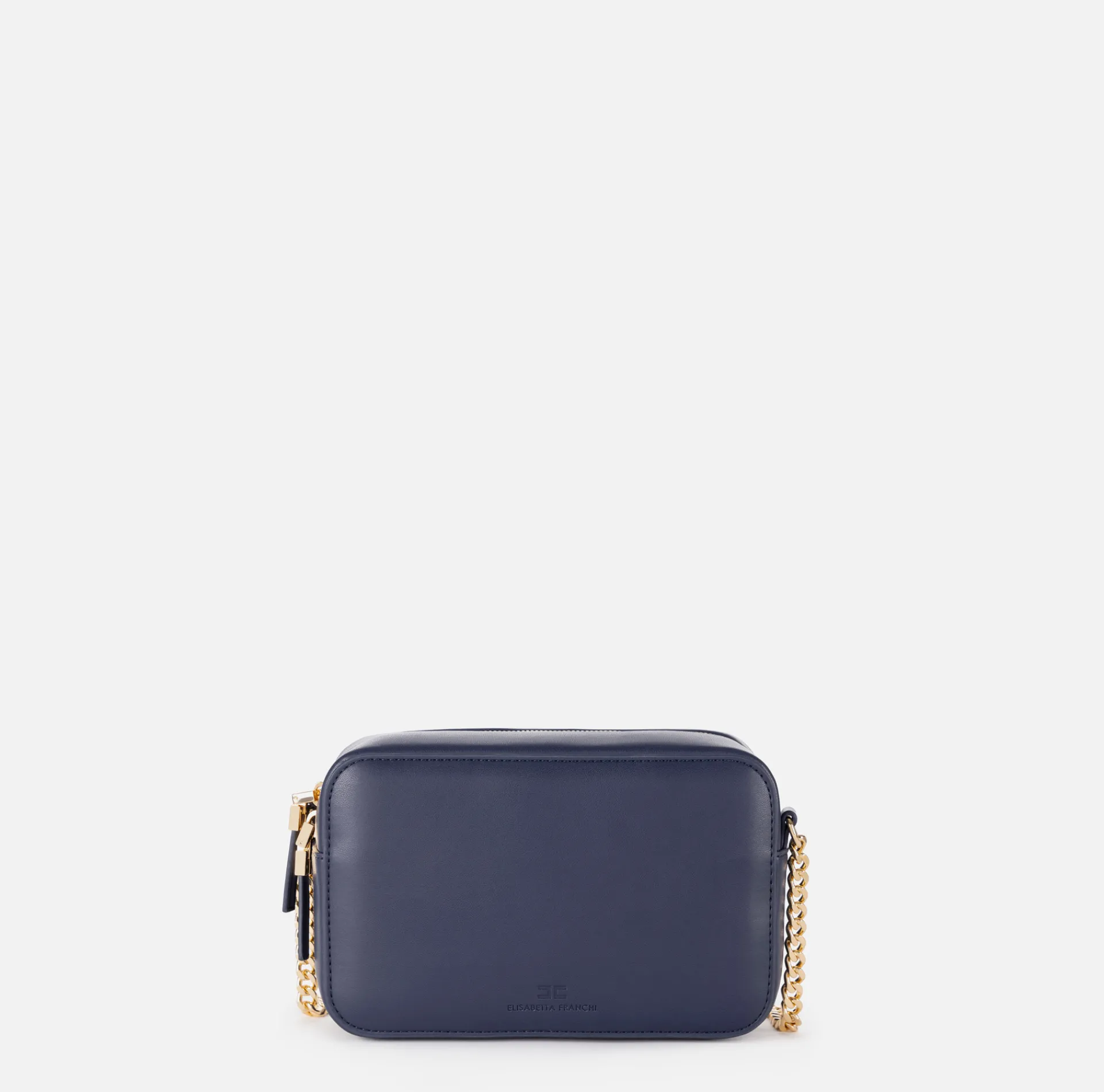 Elisabetta Franchi Strap Bags|Shoulder bag in leather-effect material with metal corners Navy
